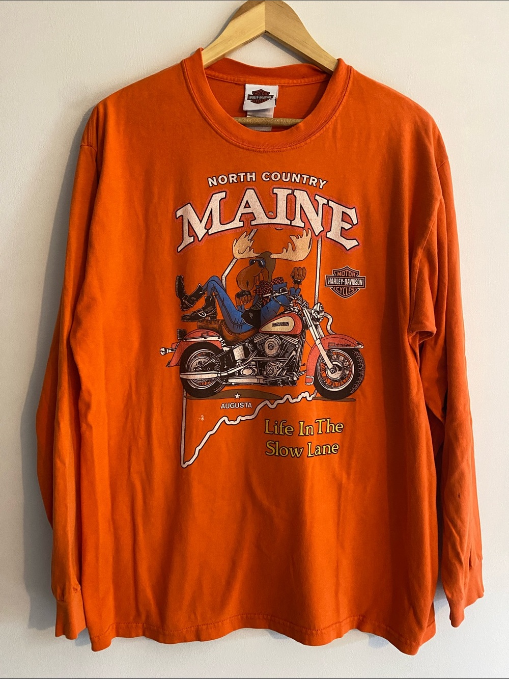Vintage Beefy-T Harley-Davidson Maine “Moose on the Loose” Graphic Long-Sleeve